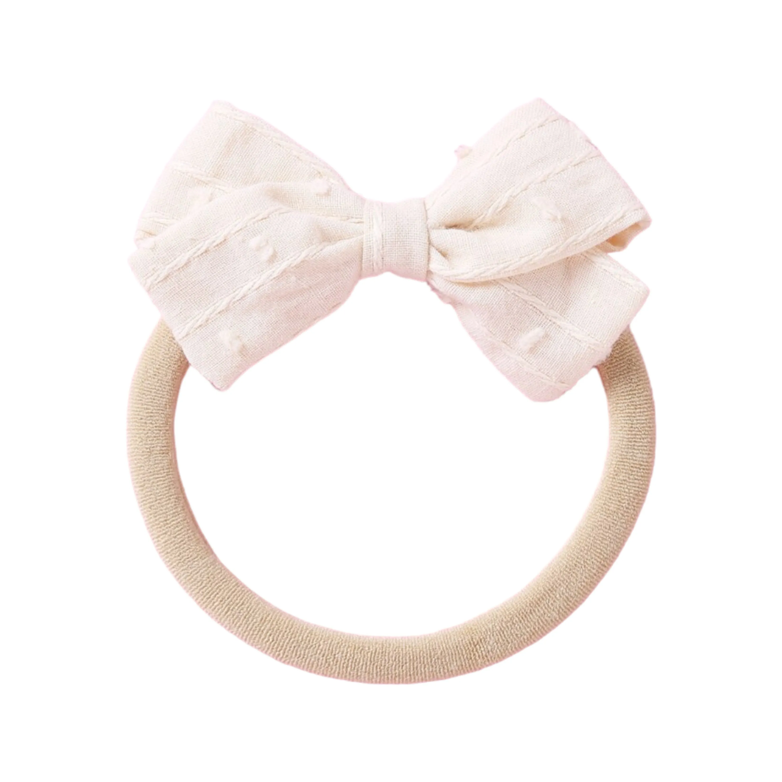 Blush Dotty Cotton Baby Bow