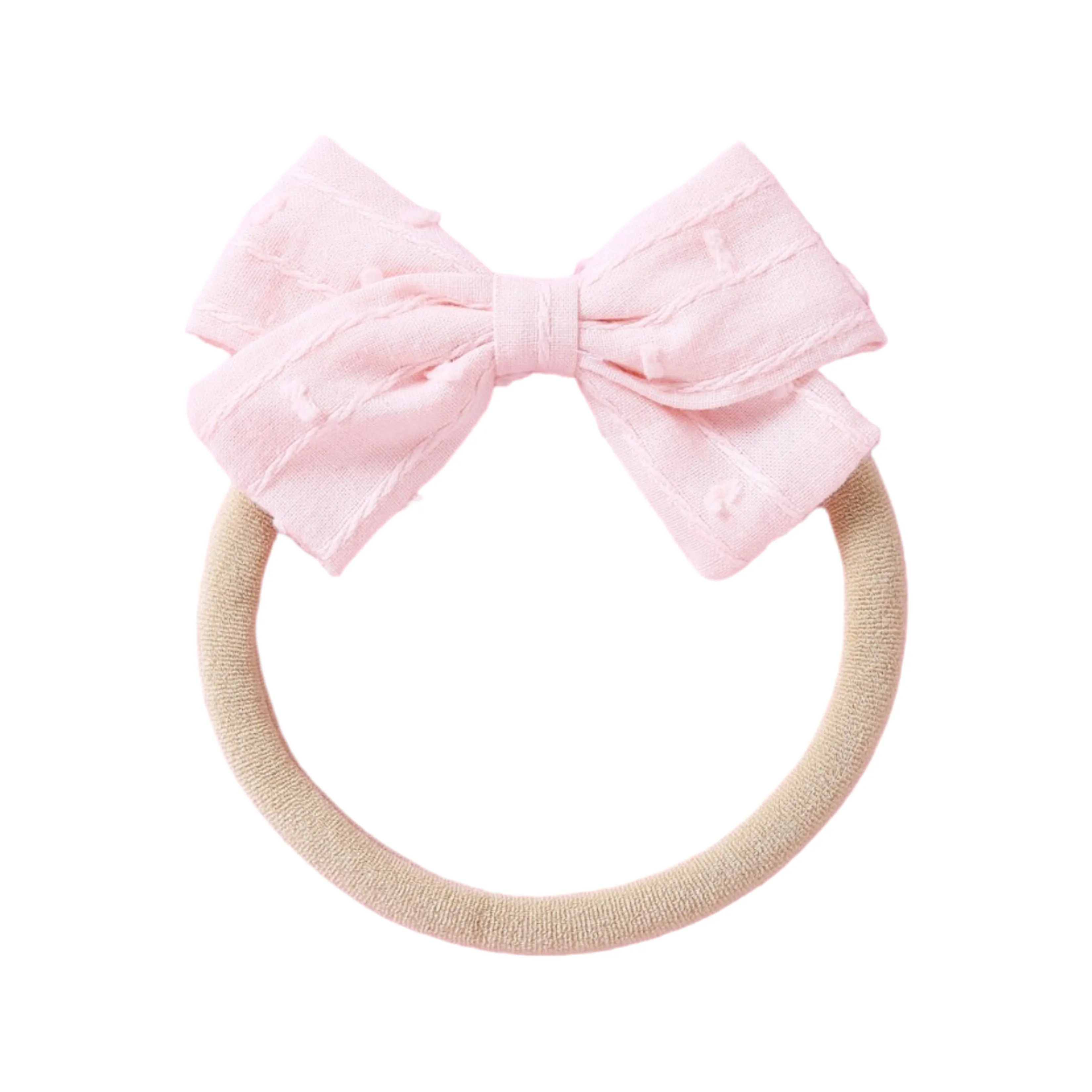 Blush Dotty Cotton Baby Bow