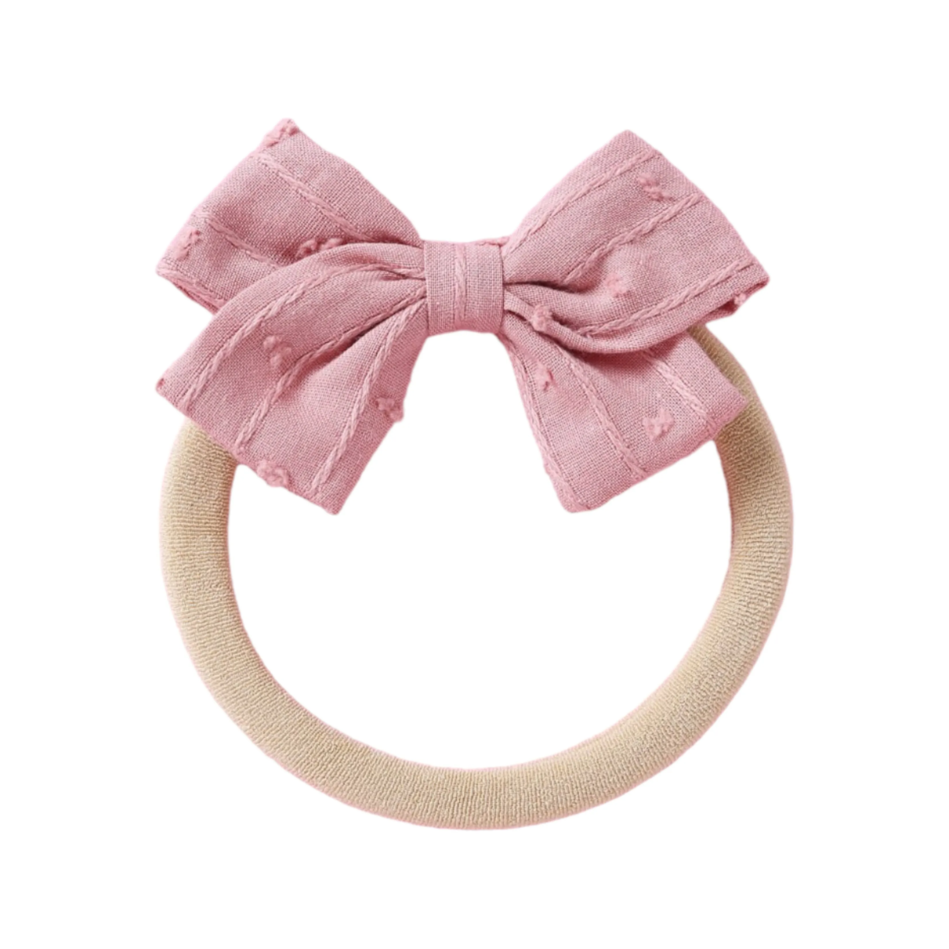 Blush Dotty Cotton Baby Bow