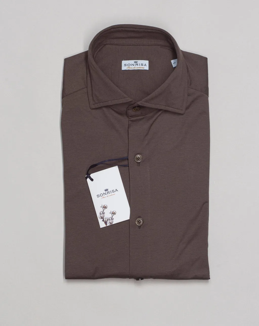 Cotton Jersey Shirt in Brown by Sonrisa