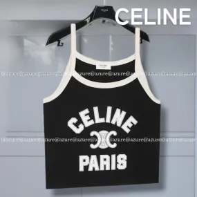 Cotton Jersey Celine Paris Tank Top