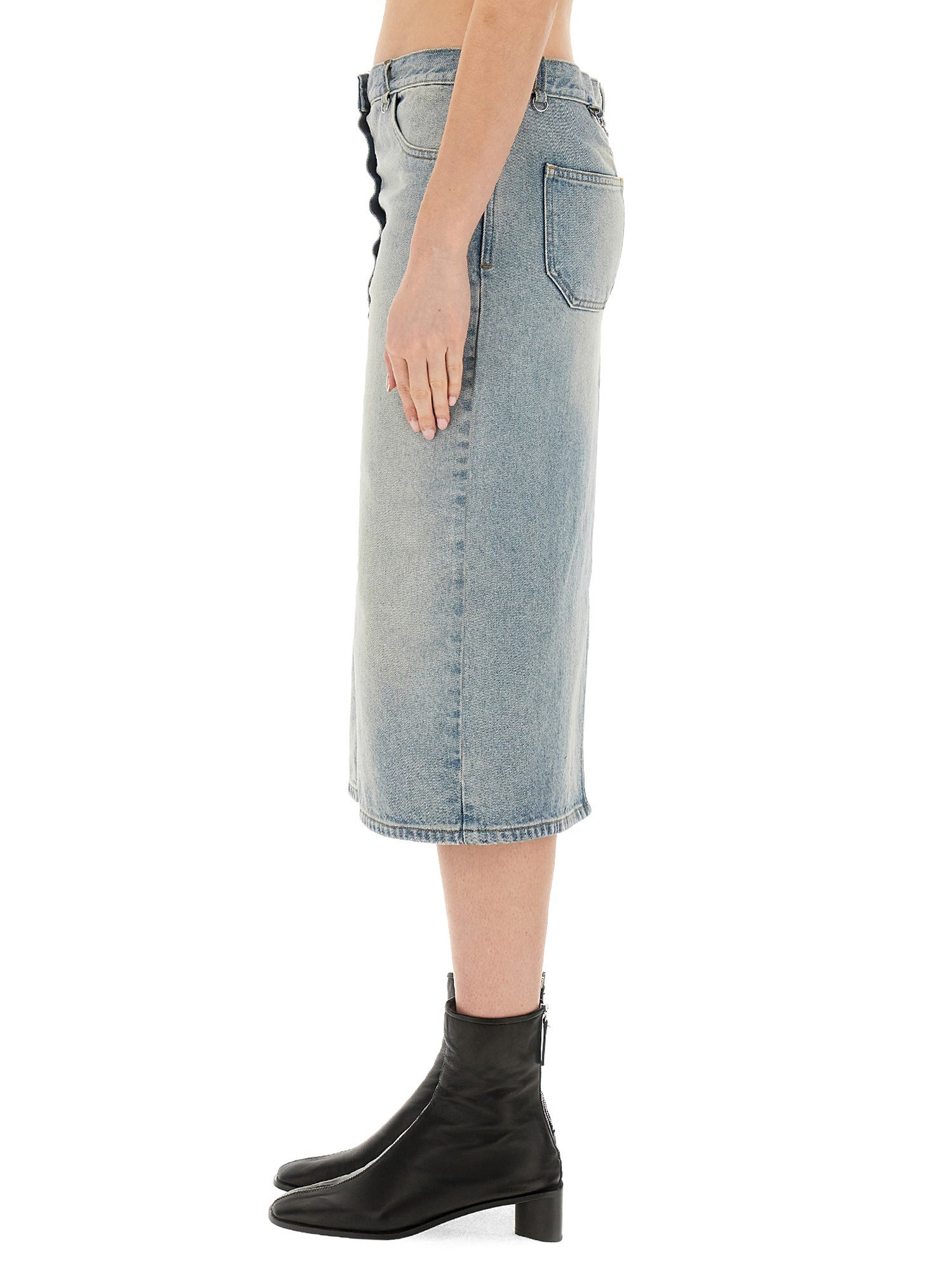 Cotton Denim Midi Skirt