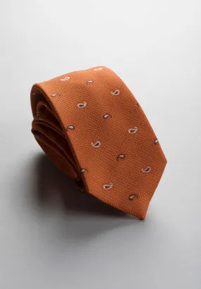 Orange-brown silk small drops tie