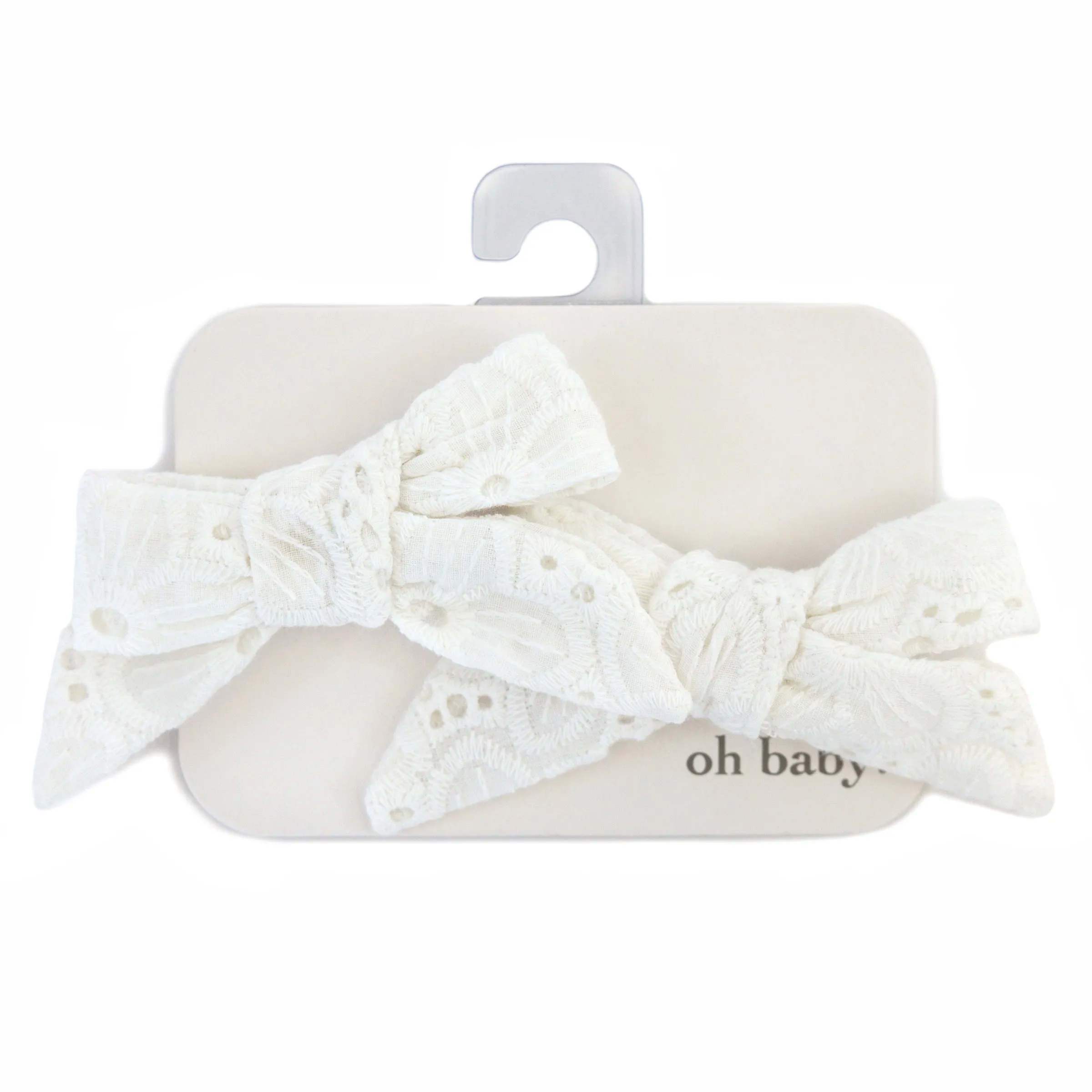 Cream Eyelet Hair Bow Clip