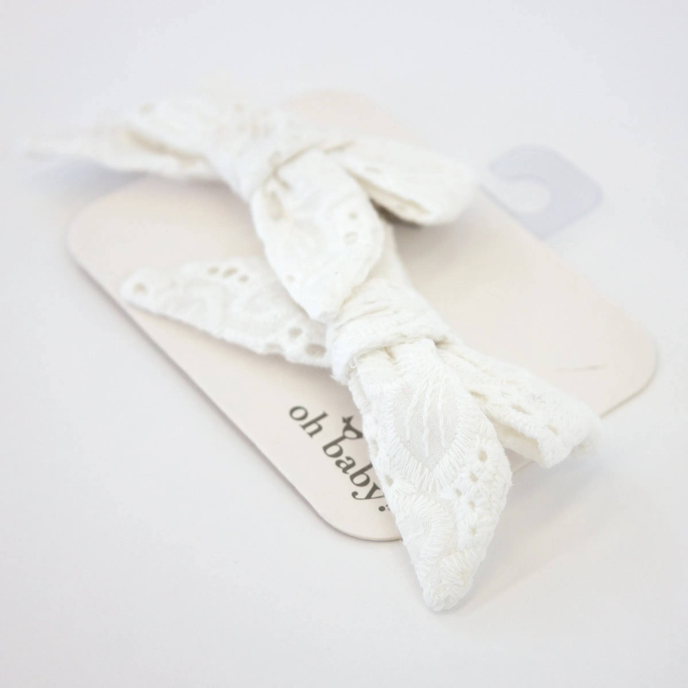 Cream Eyelet Hair Bow Clip