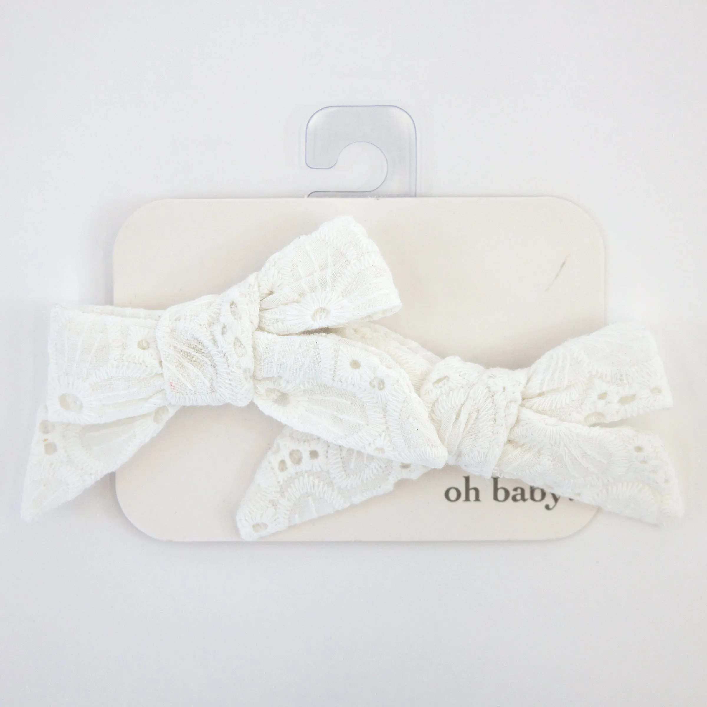 Cream Eyelet Hair Bow Clip