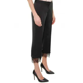 PANTALONE Cropped INSERTO PIZZO, NERO