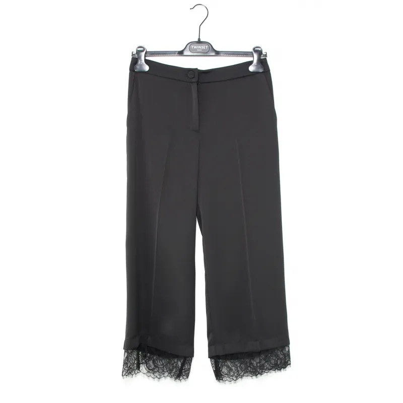 PANTALONE Cropped INSERTO PIZZO, NERO