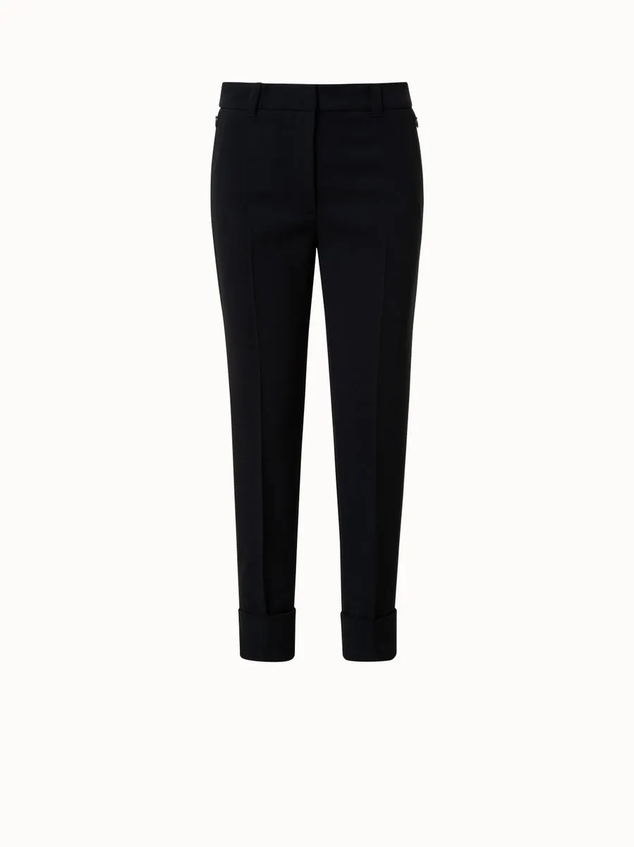 Cropped Wool Double-Face Pants