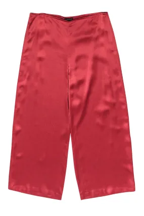 Eileen Fisher - Rust Red Hammered Silk Flowing Dress Pant Sz 12