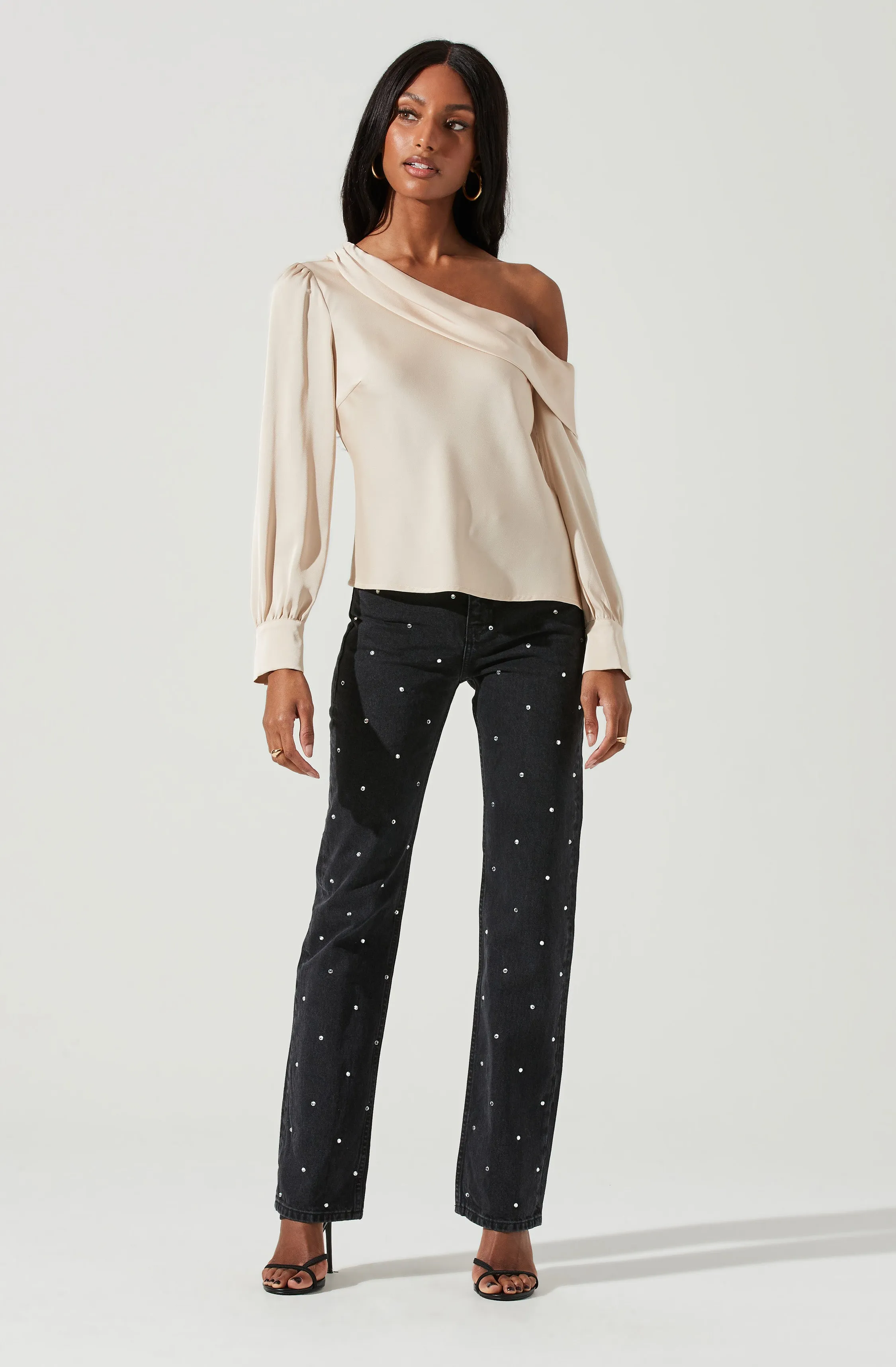 Ellen Off Shoulder Long Sleeve Draped Top