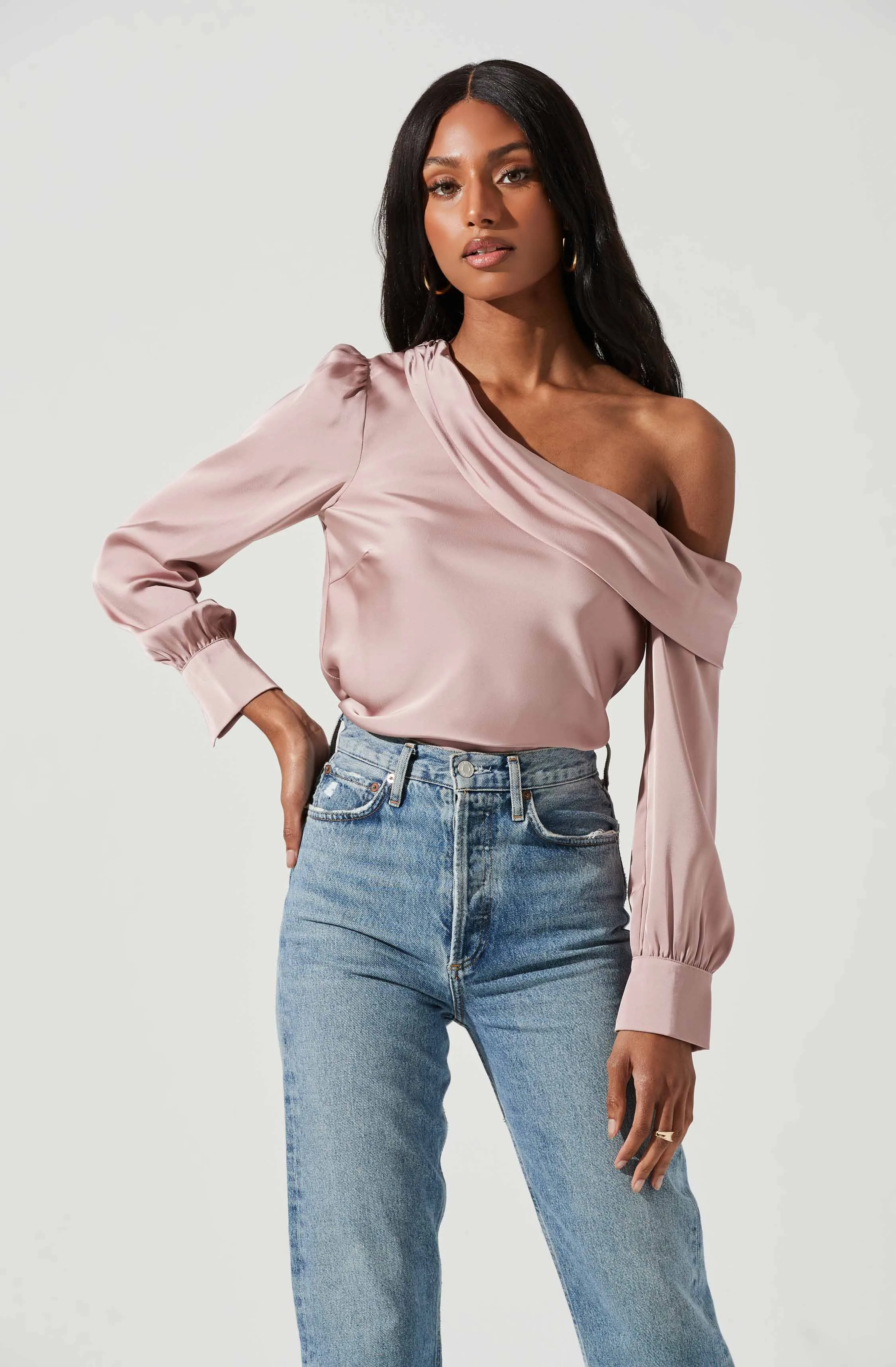 Ellen Off Shoulder Long Sleeve Draped Top