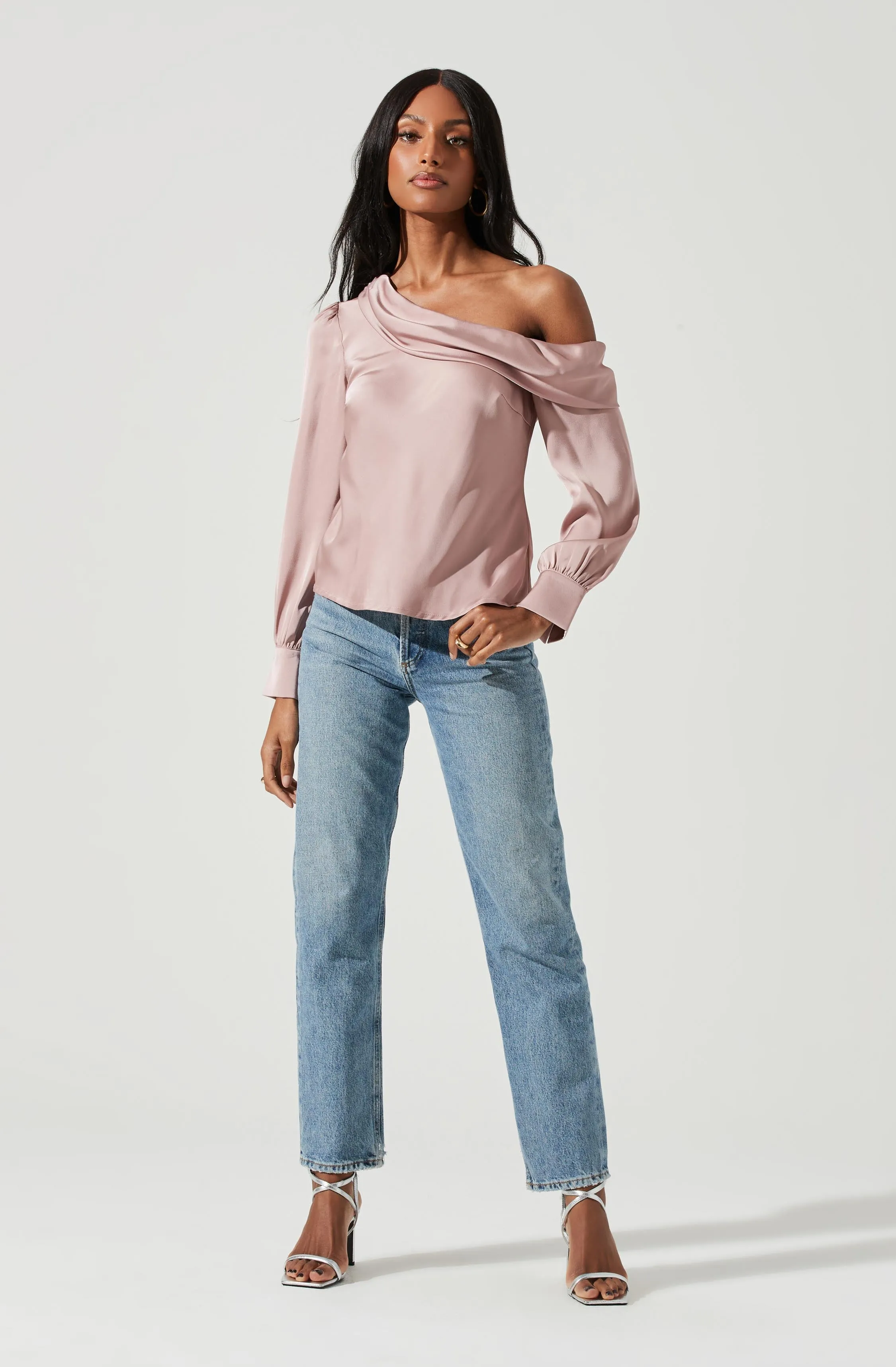 Ellen Off Shoulder Long Sleeve Draped Top