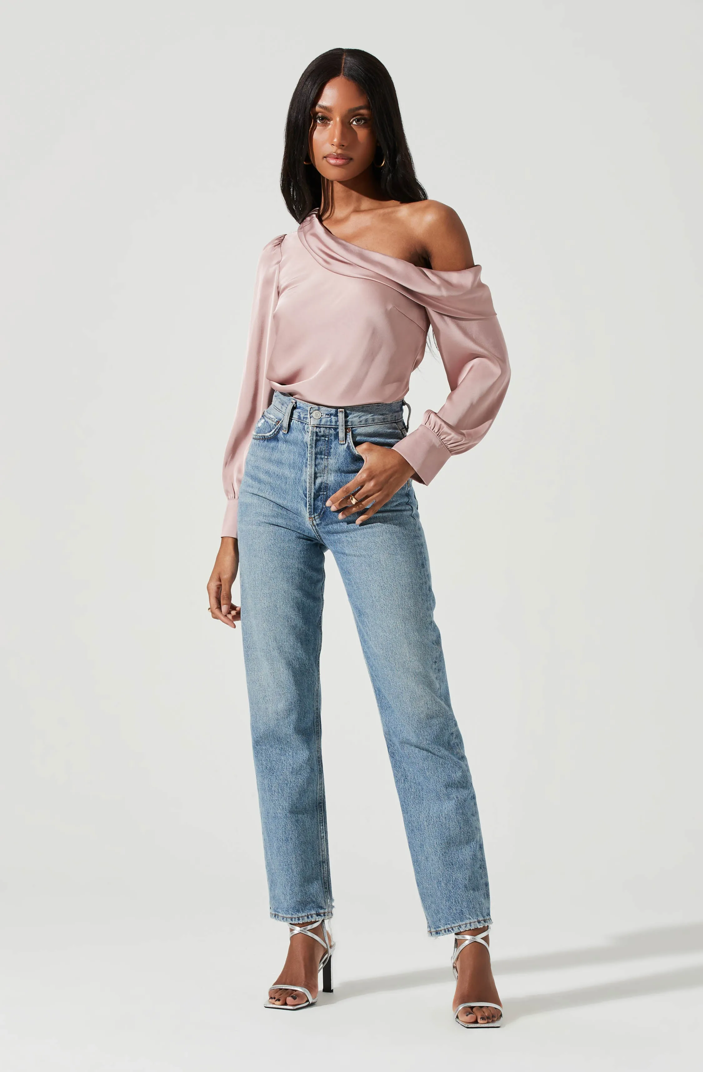 Ellen Off Shoulder Long Sleeve Draped Top