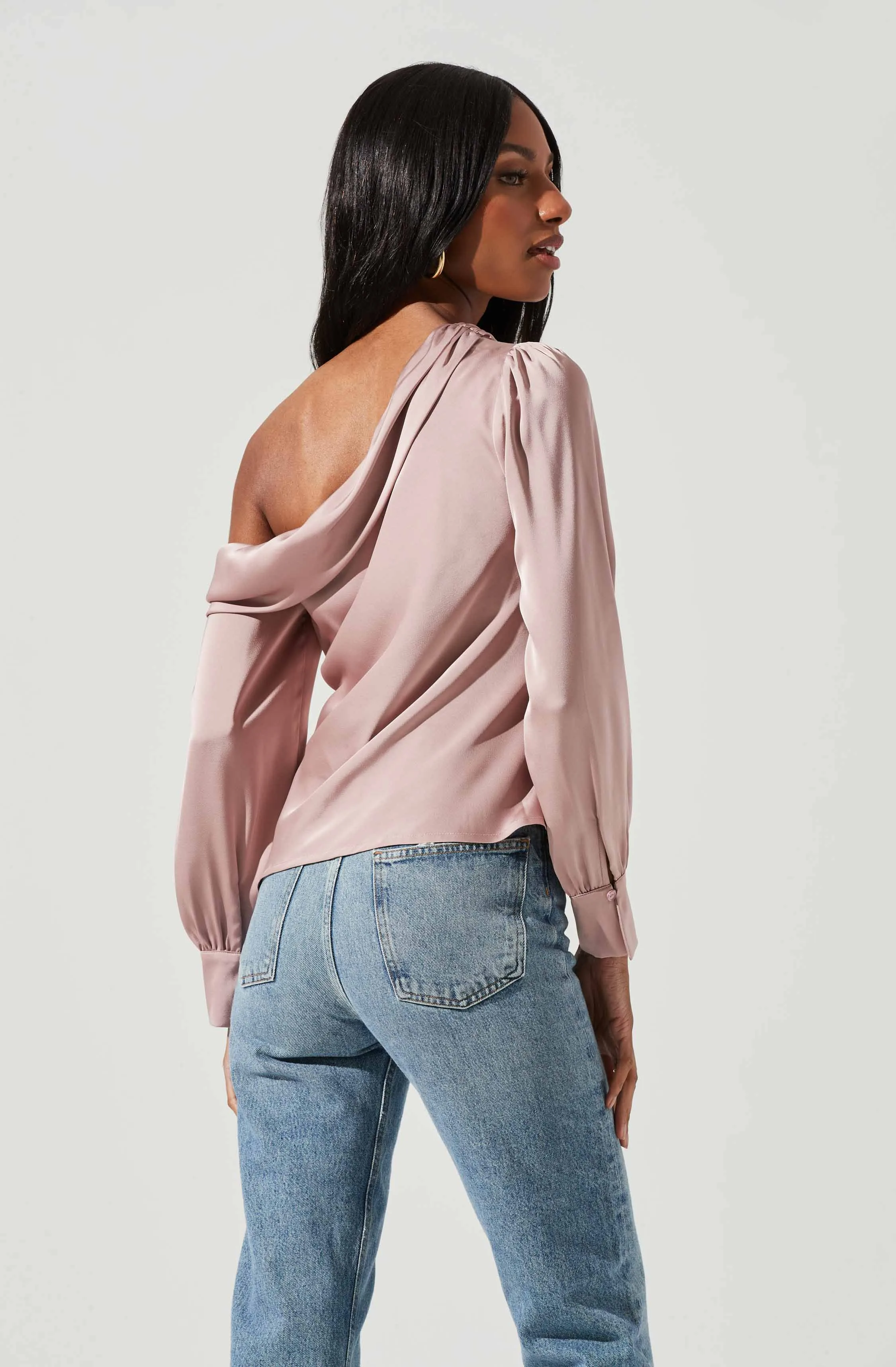 Ellen Off Shoulder Long Sleeve Draped Top