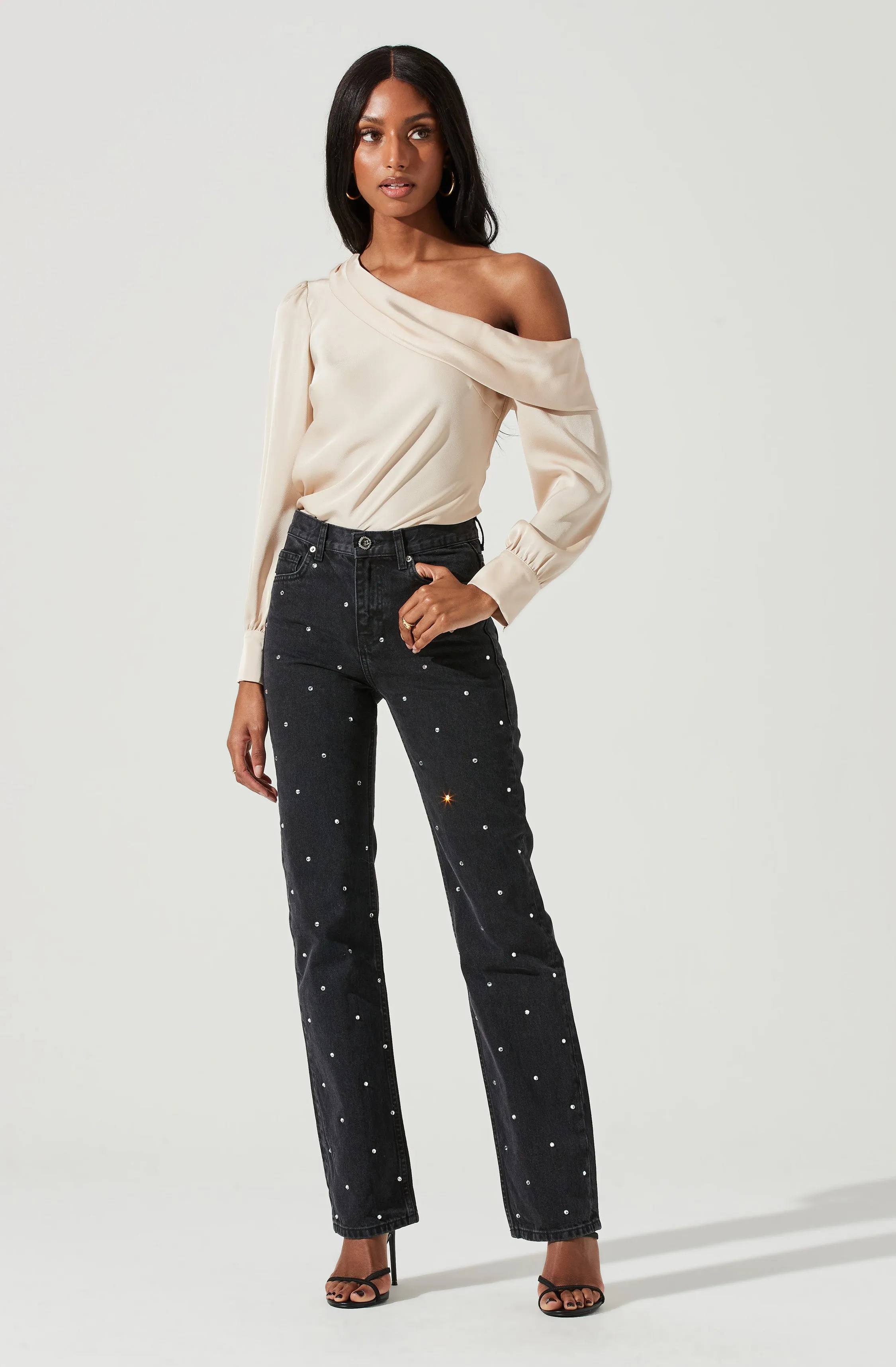 Ellen Off Shoulder Long Sleeve Draped Top