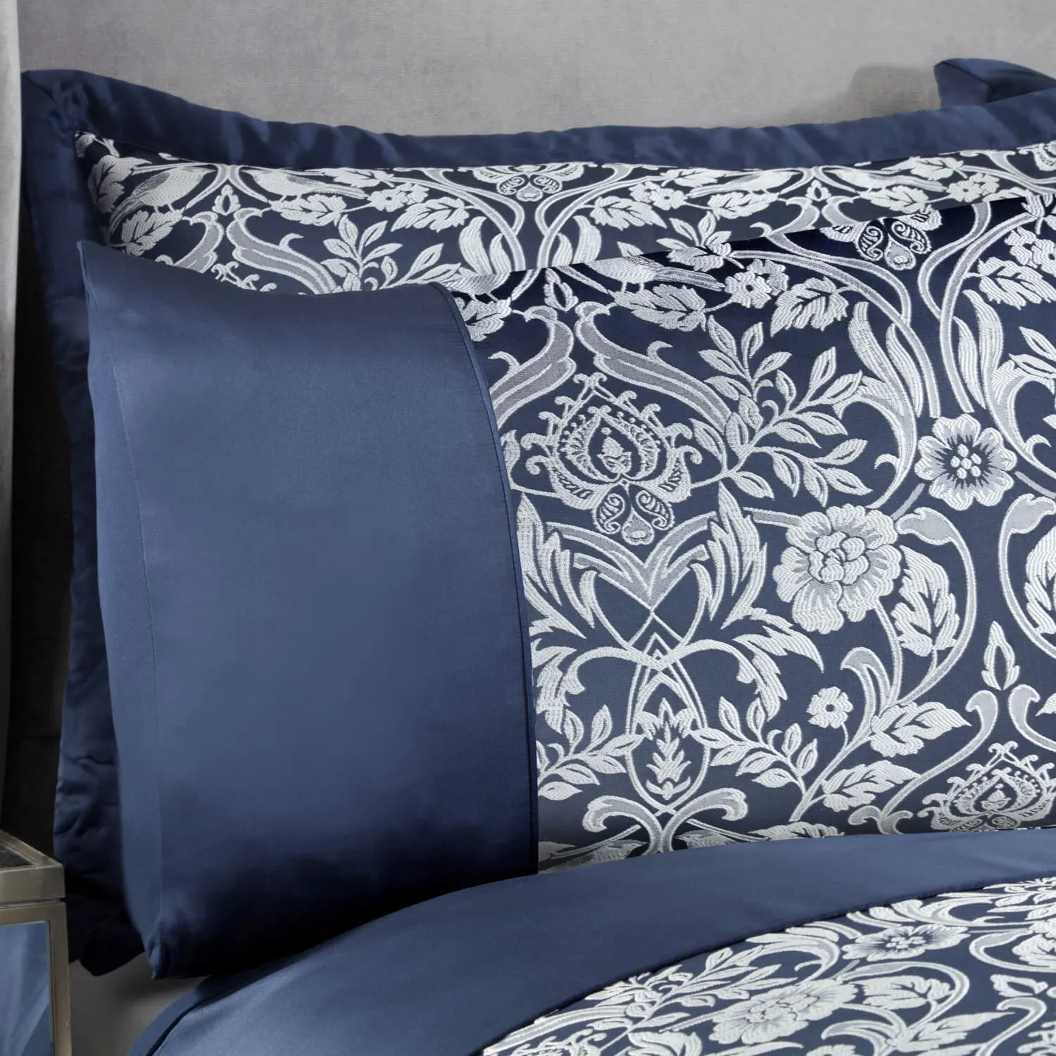 Luxurious Navy Jacquard Duvet Set