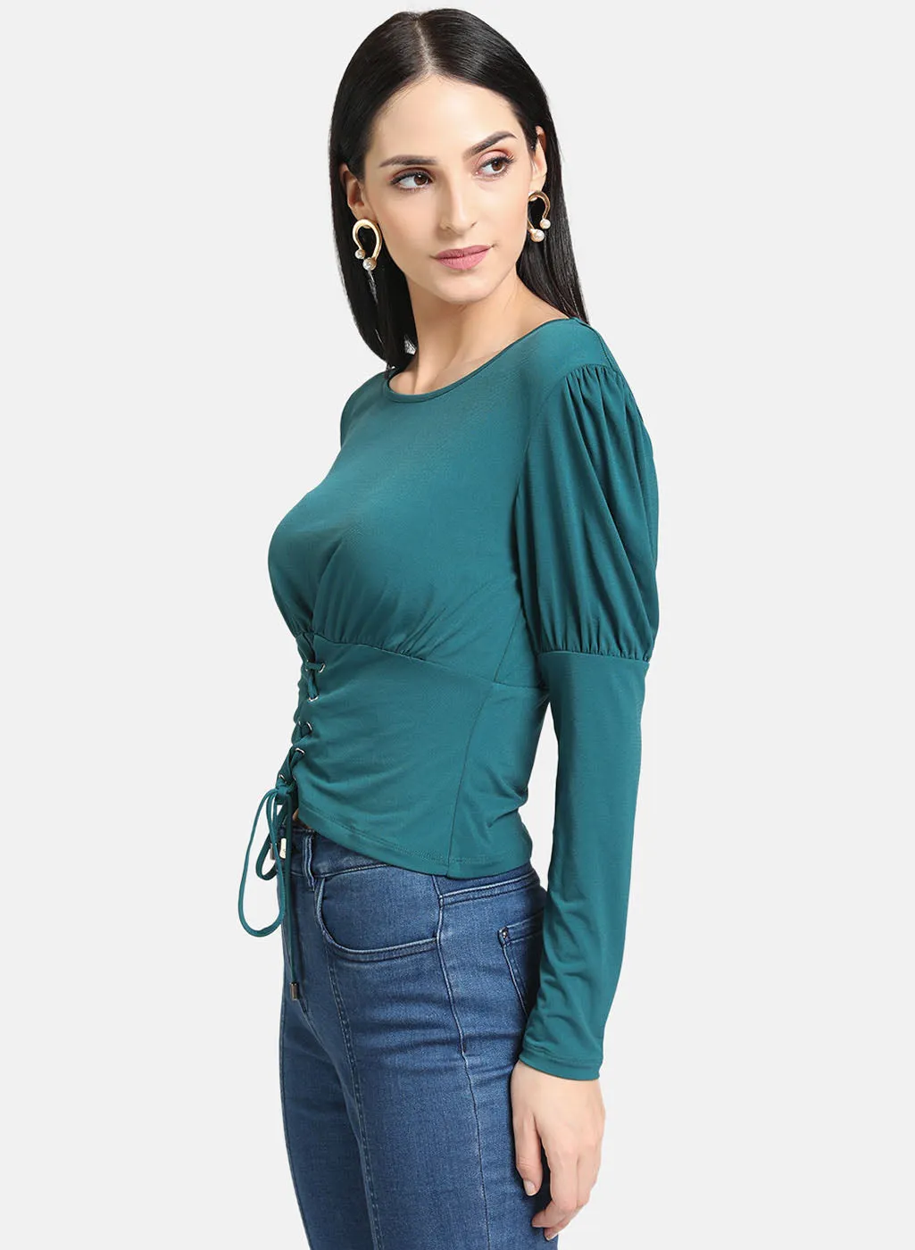 Green Eyelet Top