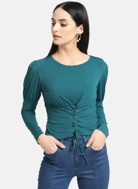 Green Eyelet Top