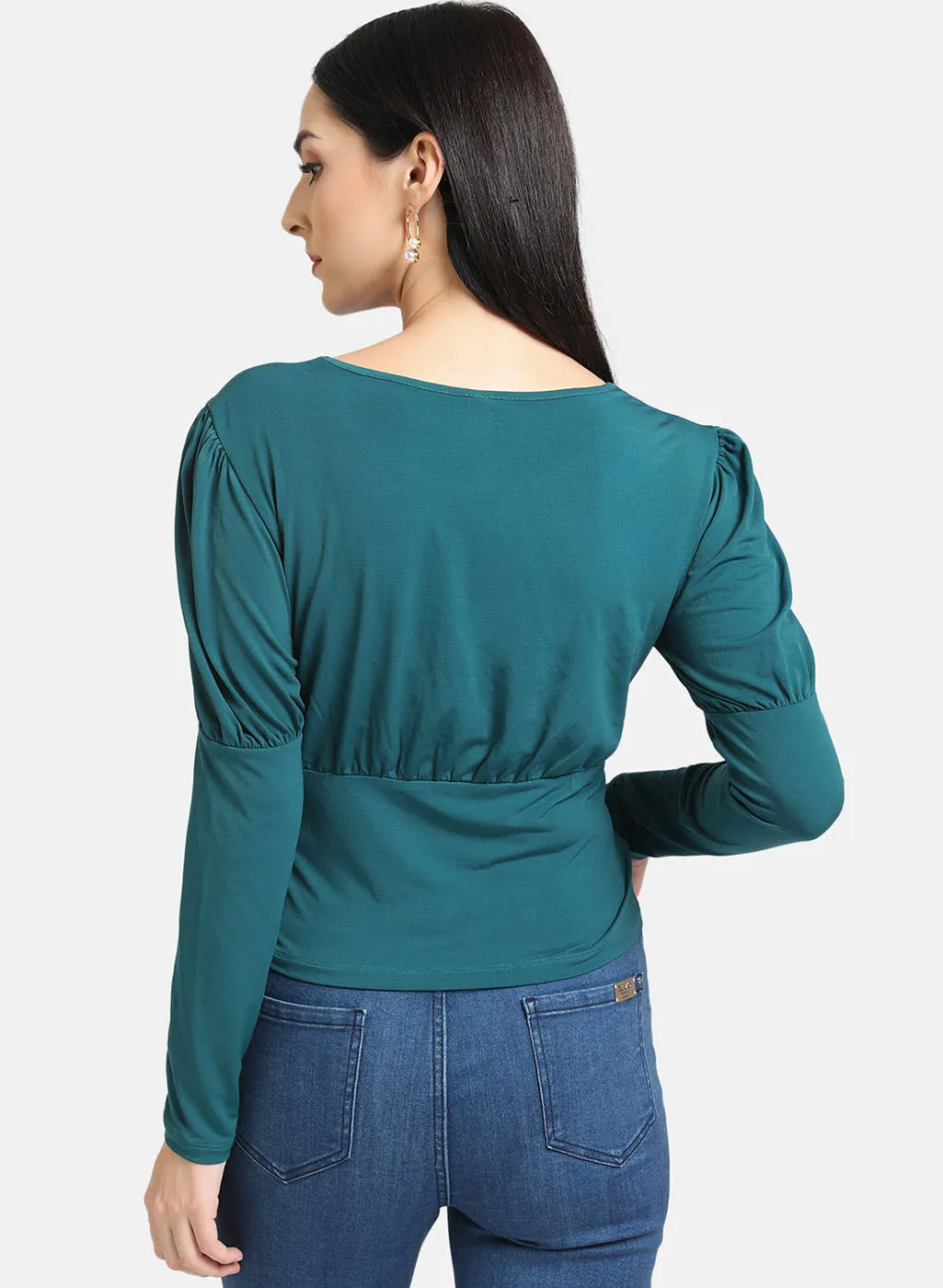 Green Eyelet Top