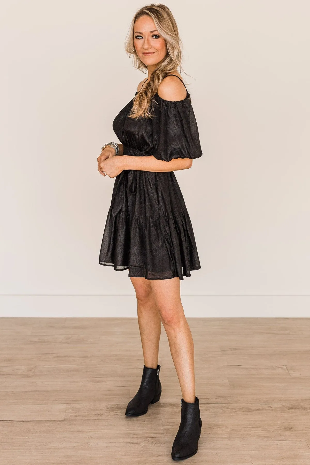 Miraculous Black Puff Sleeve Dress