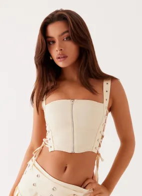 Eyelet Crop Top in Ivory