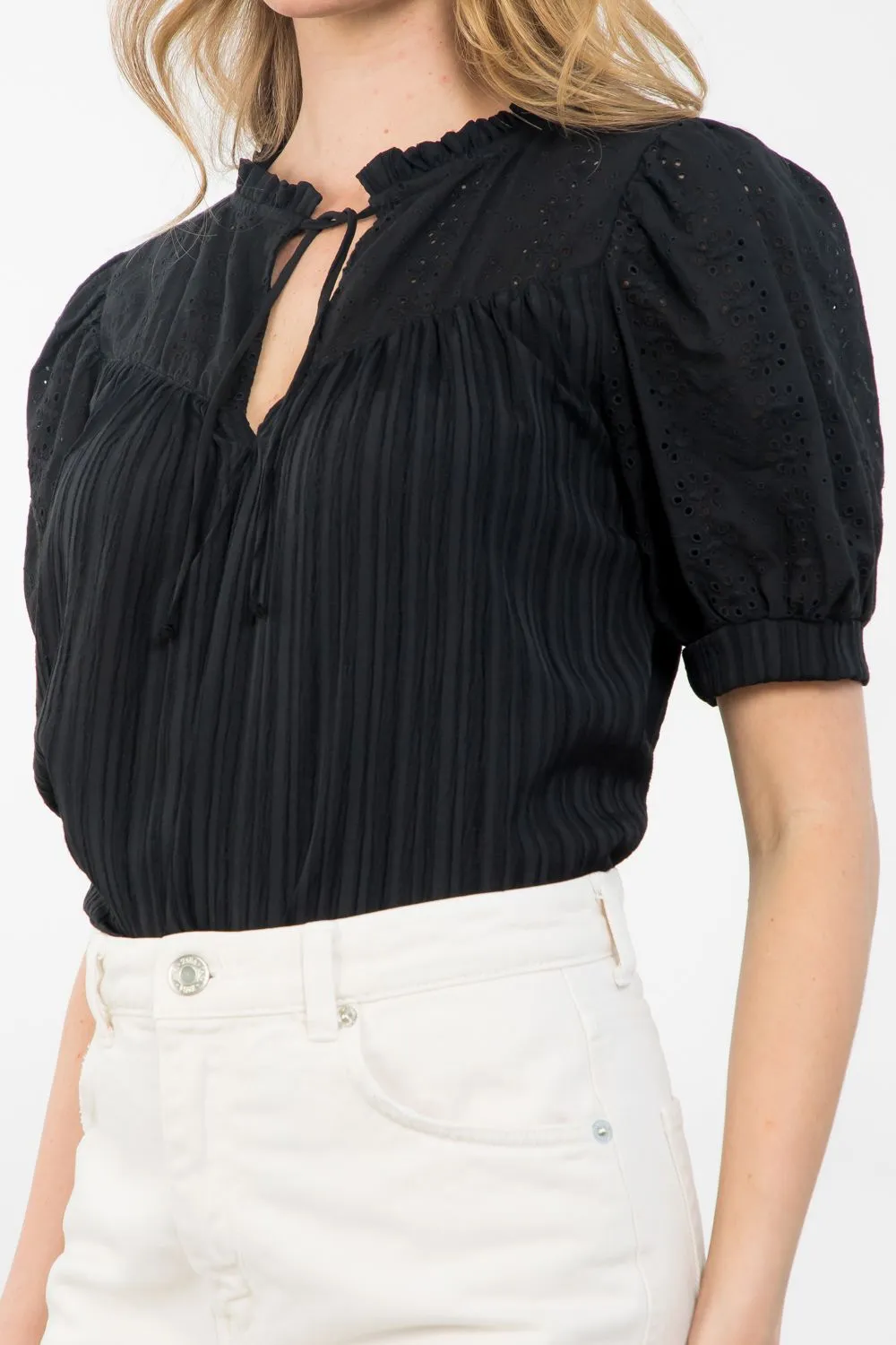 Textured Eyelet Top