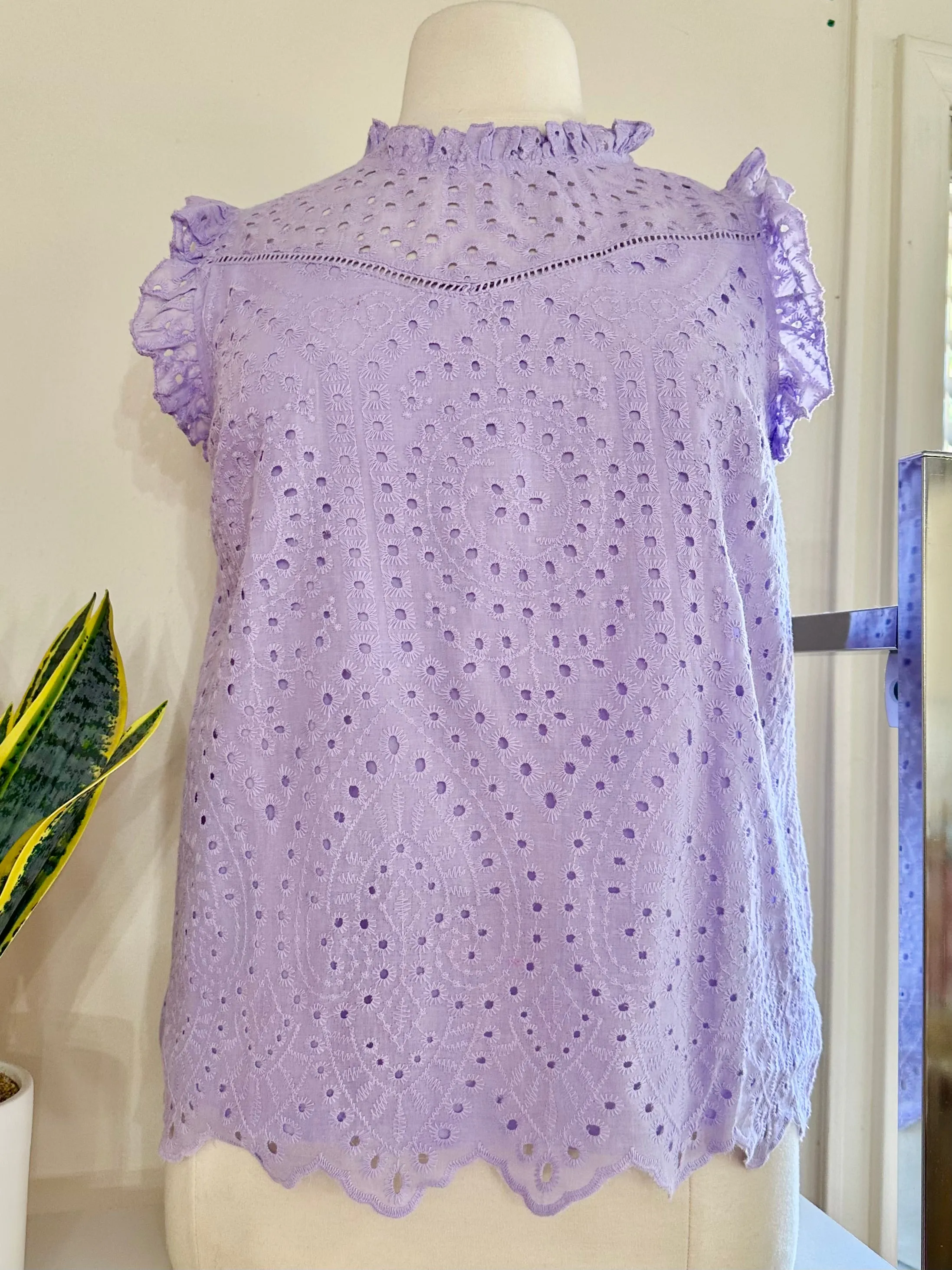 Eyelet Lavender Top