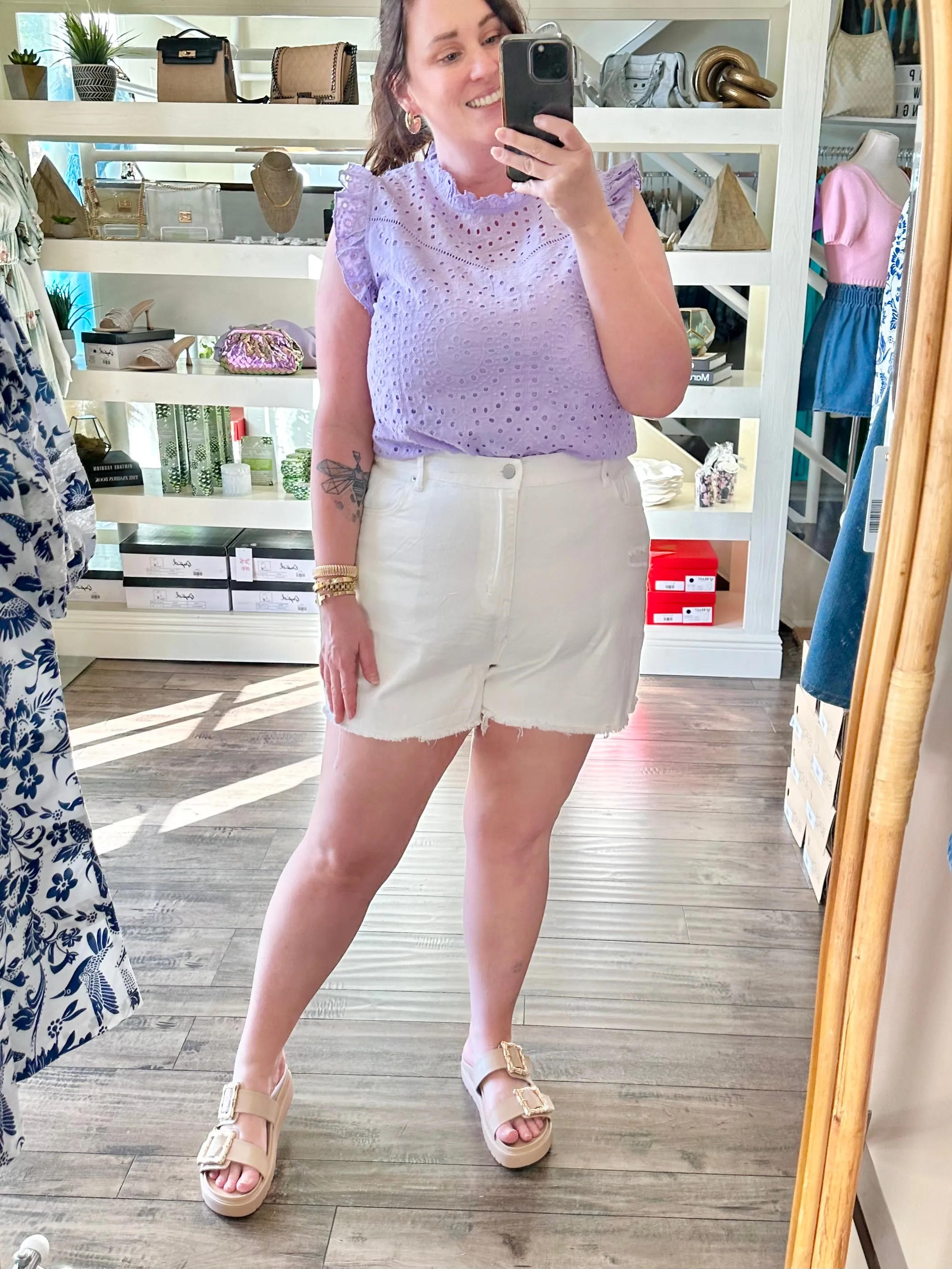 Eyelet Lavender Top