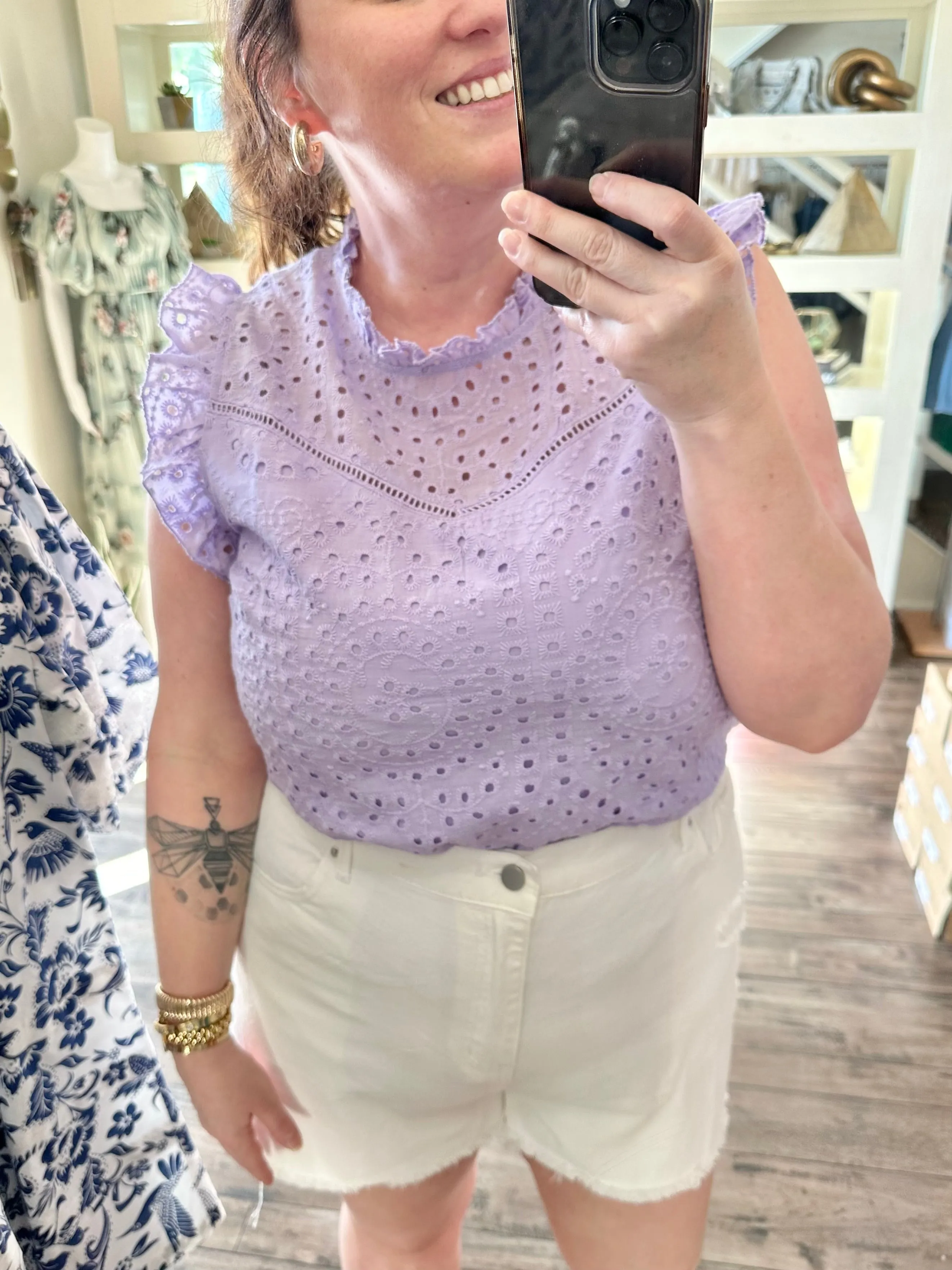 Eyelet Lavender Top