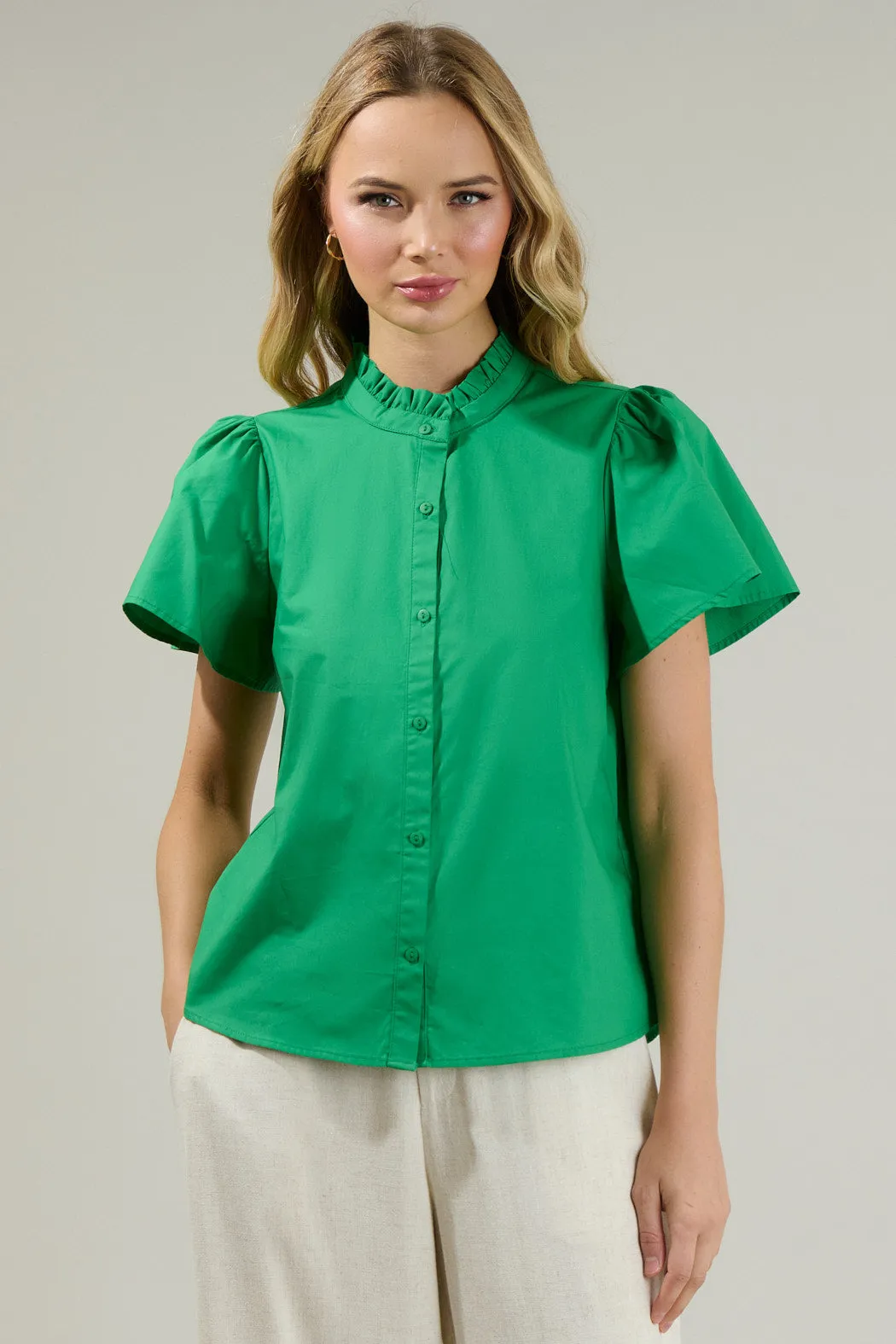Fabiola Ruffle Button Down Top