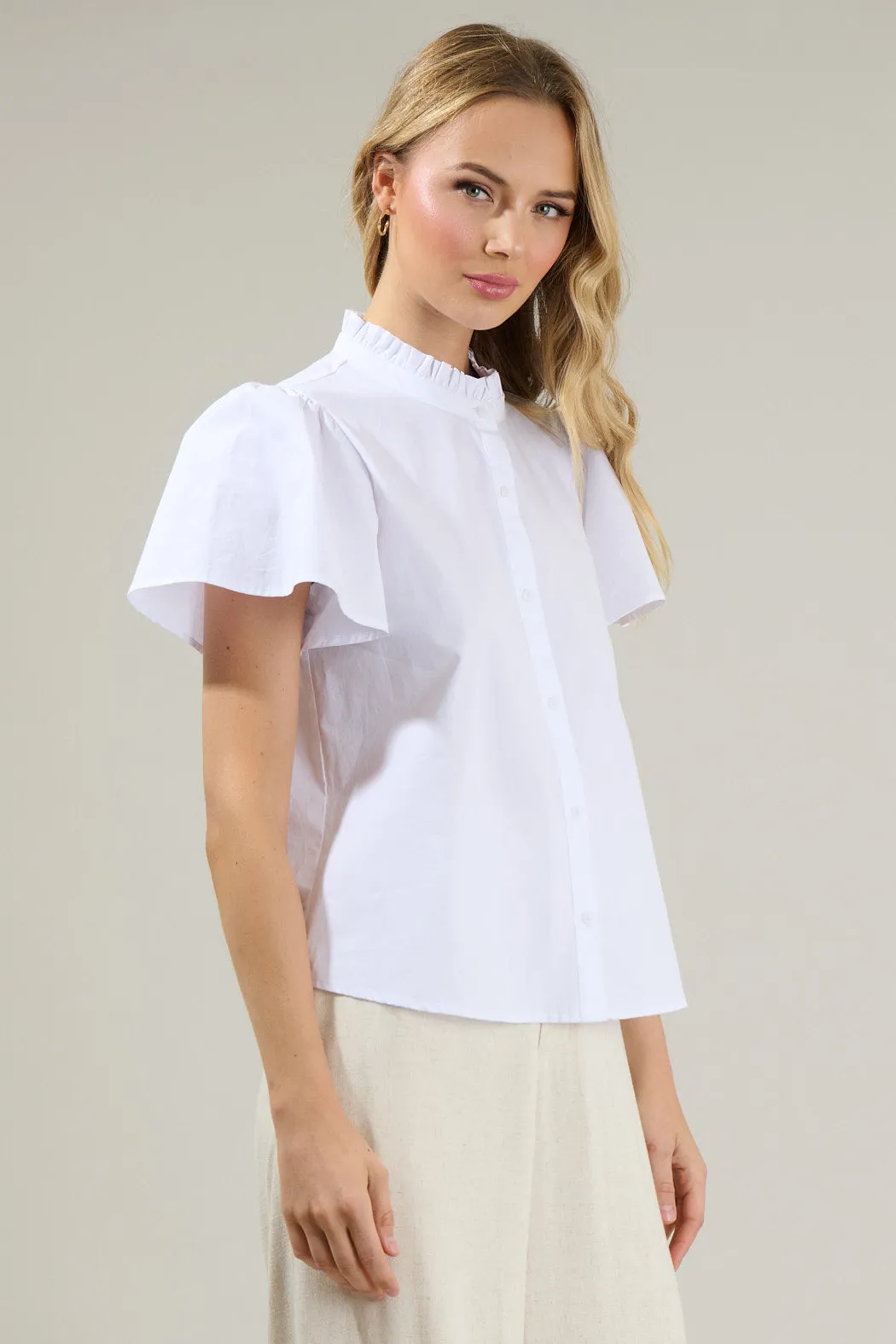 Fabiola Ruffle Button Down Top
