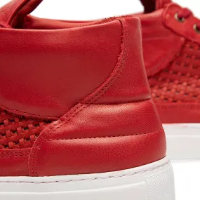 Cool Red Woven Mid Top Sneaker