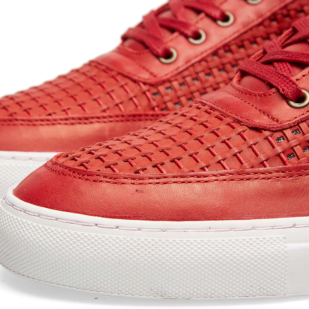 Cool Red Woven Mid Top Sneaker