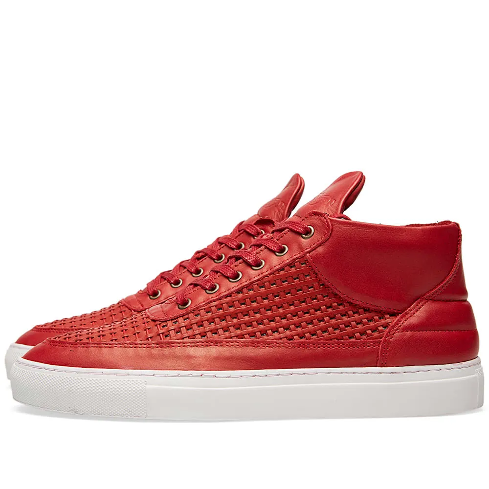 Cool Red Woven Mid Top Sneaker