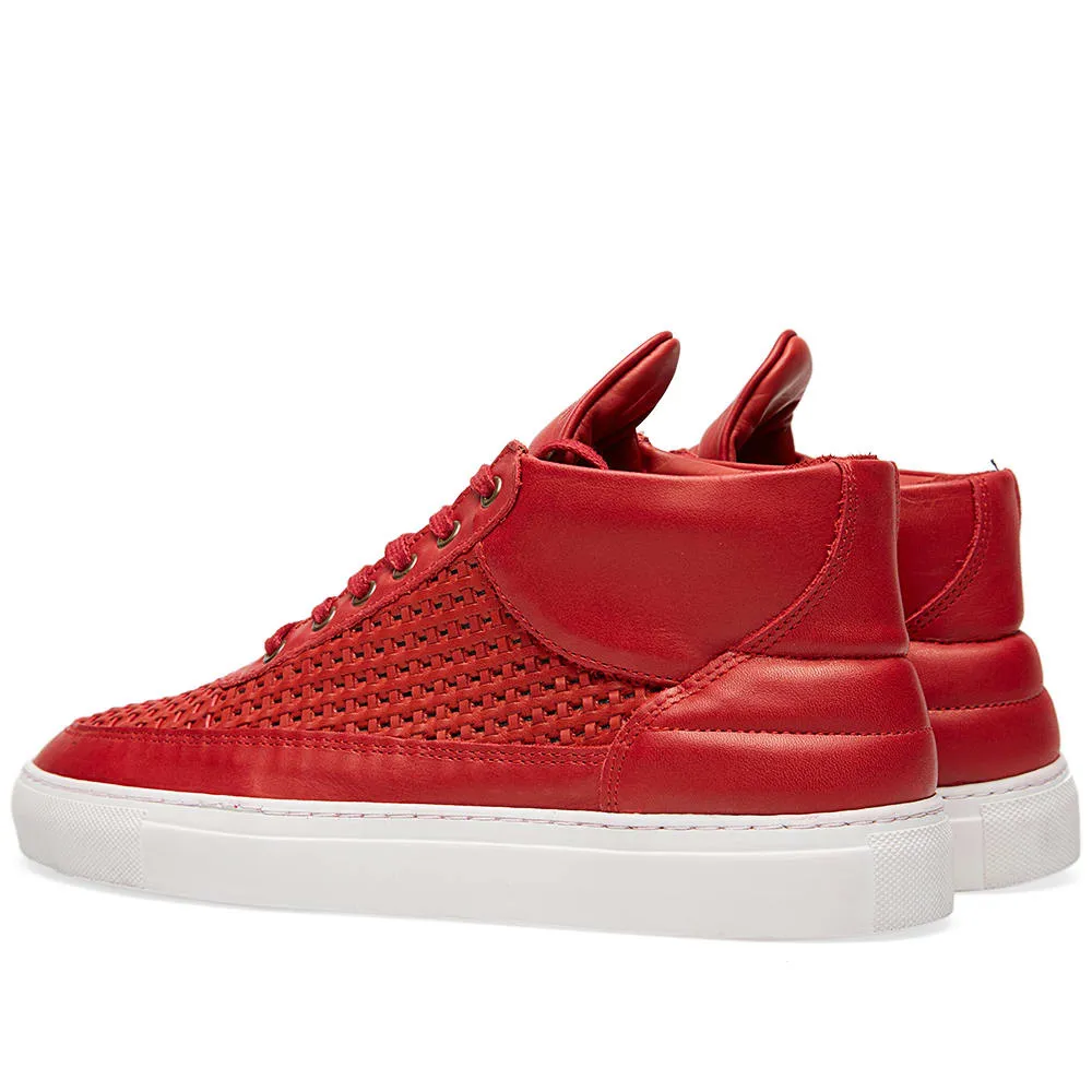 Cool Red Woven Mid Top Sneaker