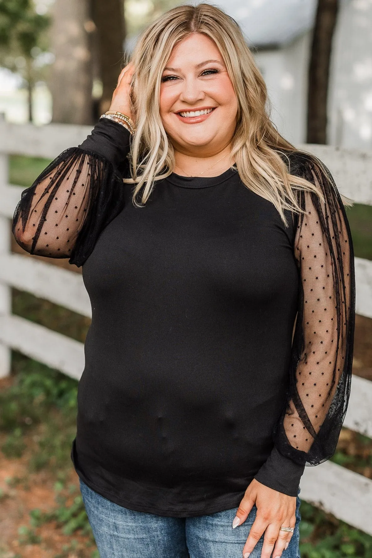 Romantic Black Puff Sleeve Top