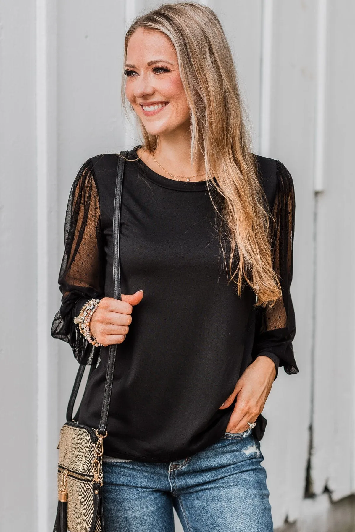 Romantic Black Puff Sleeve Top