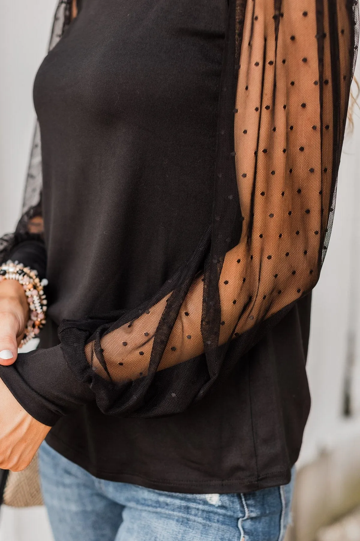 Romantic Black Puff Sleeve Top