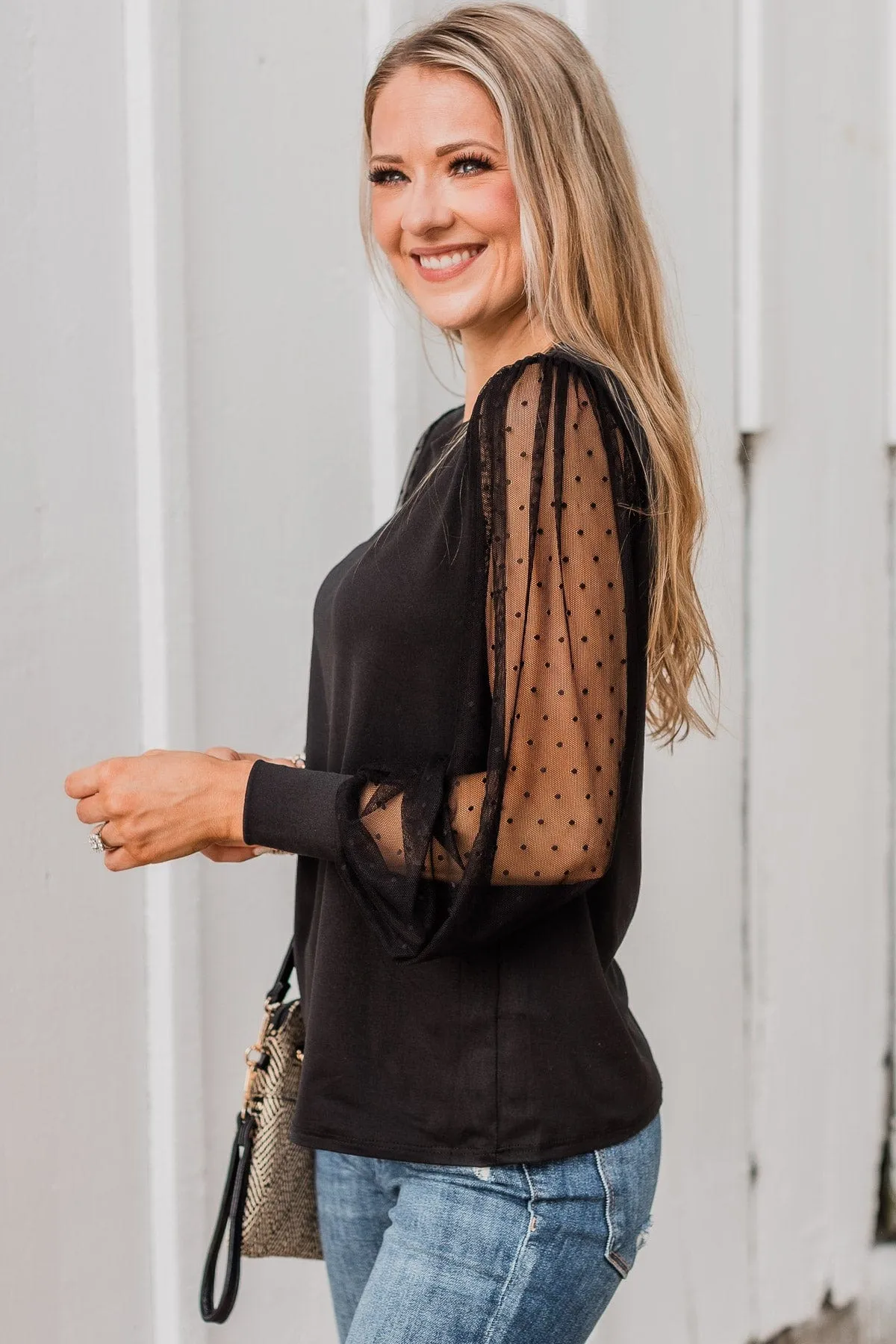 Romantic Black Puff Sleeve Top