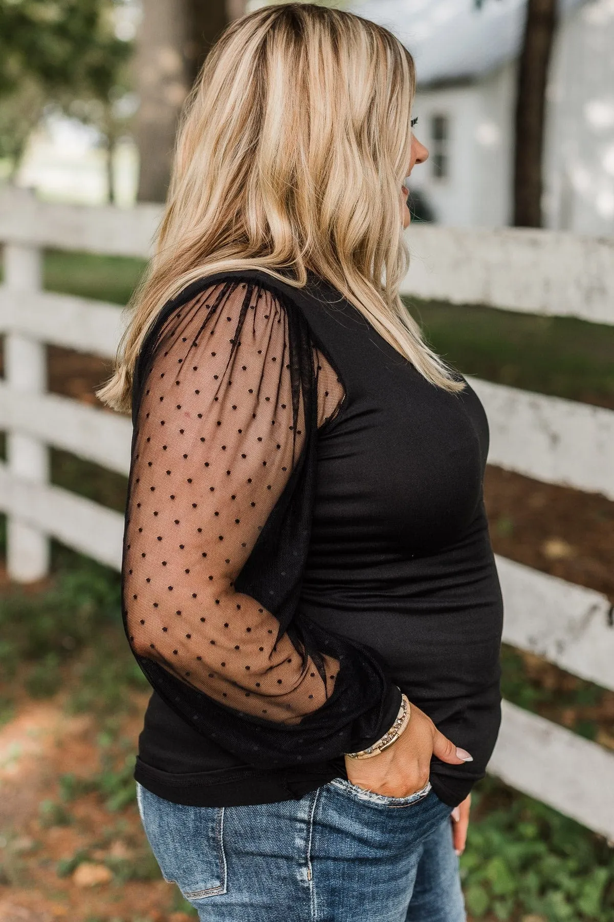 Romantic Black Puff Sleeve Top