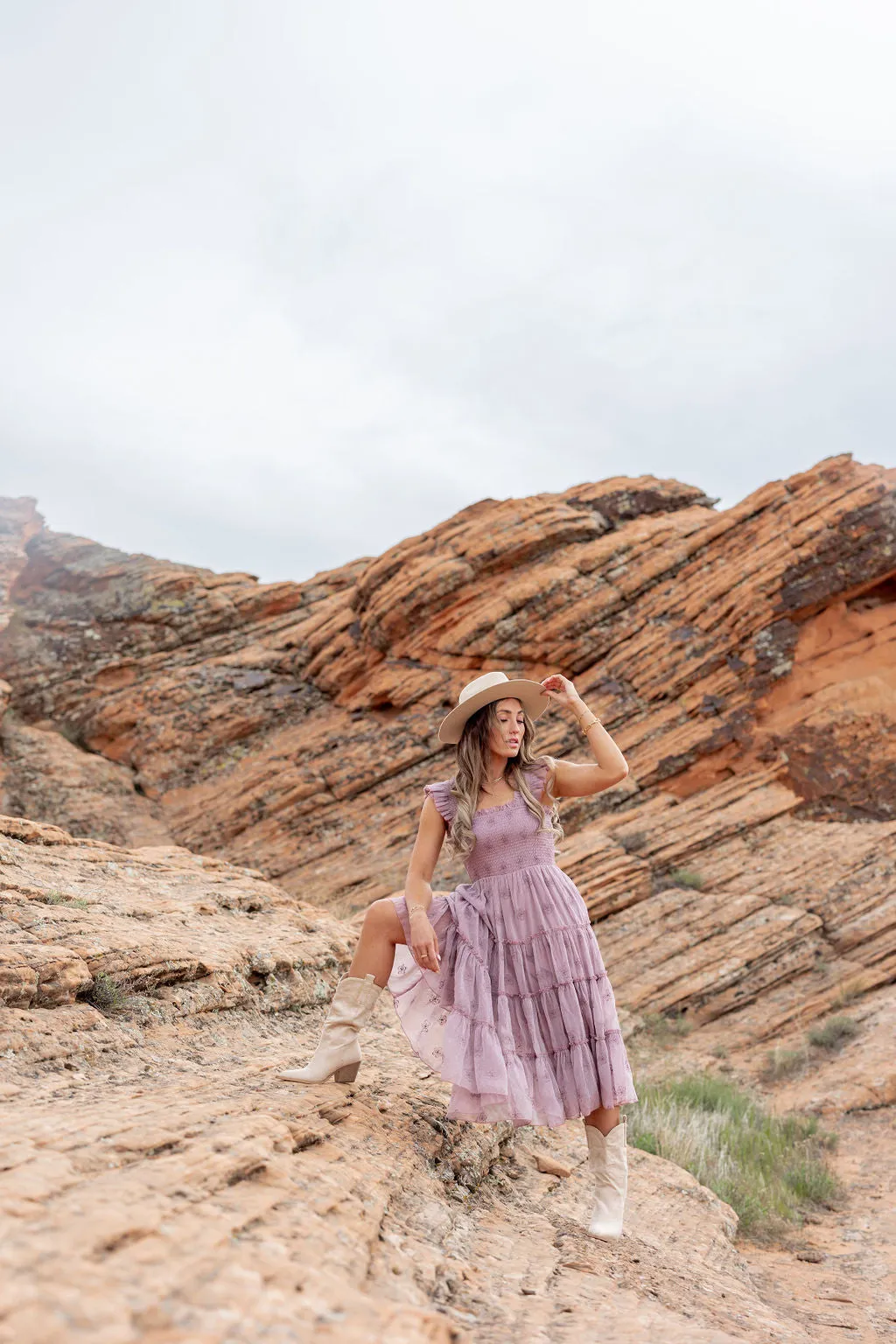 Floral Embroidered Midi Dress - Michaela