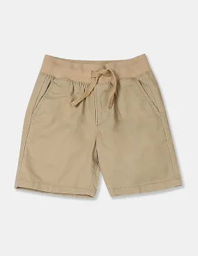 GAP Boys Khaki Drawstring Waist Solid Twill Pull On Shorts