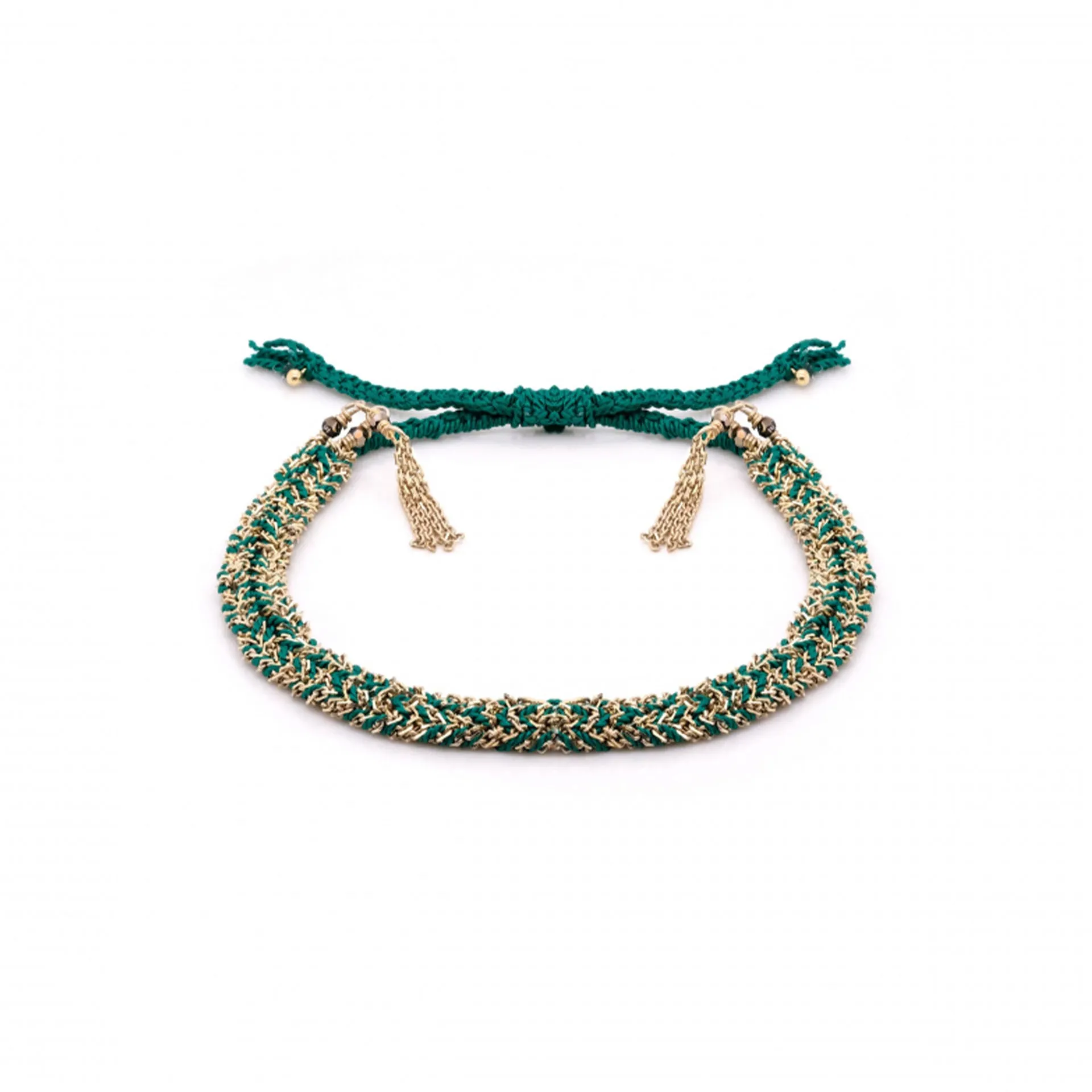 Green Gold Fringe Bolo Bracelet