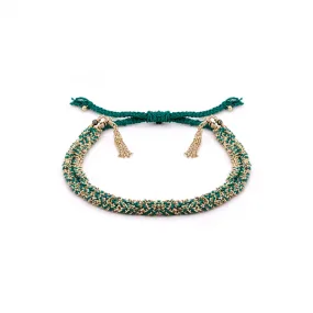 Green Gold Fringe Bolo Bracelet