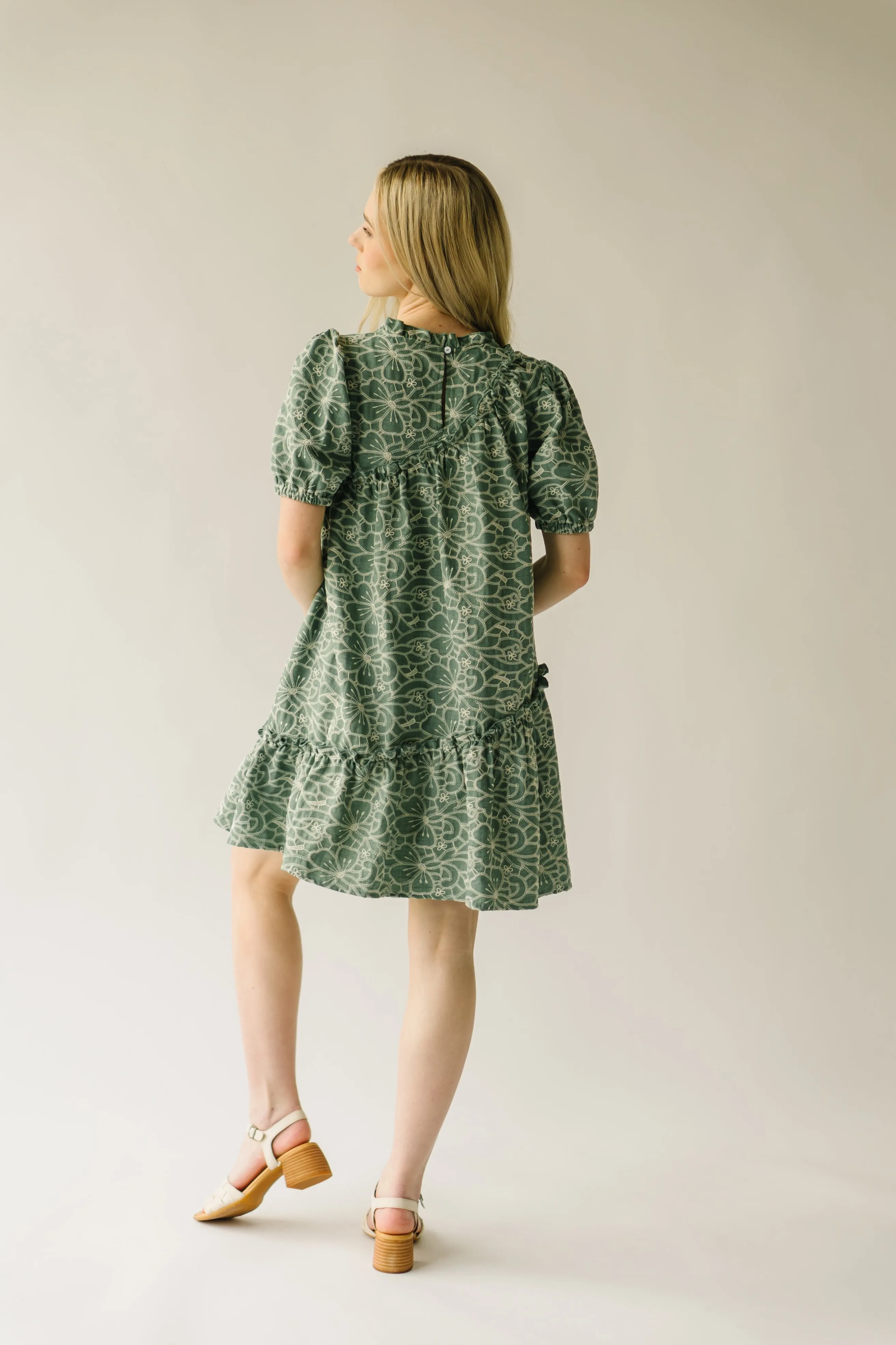 Green Asymmetrical Embroidered Dress Enfield