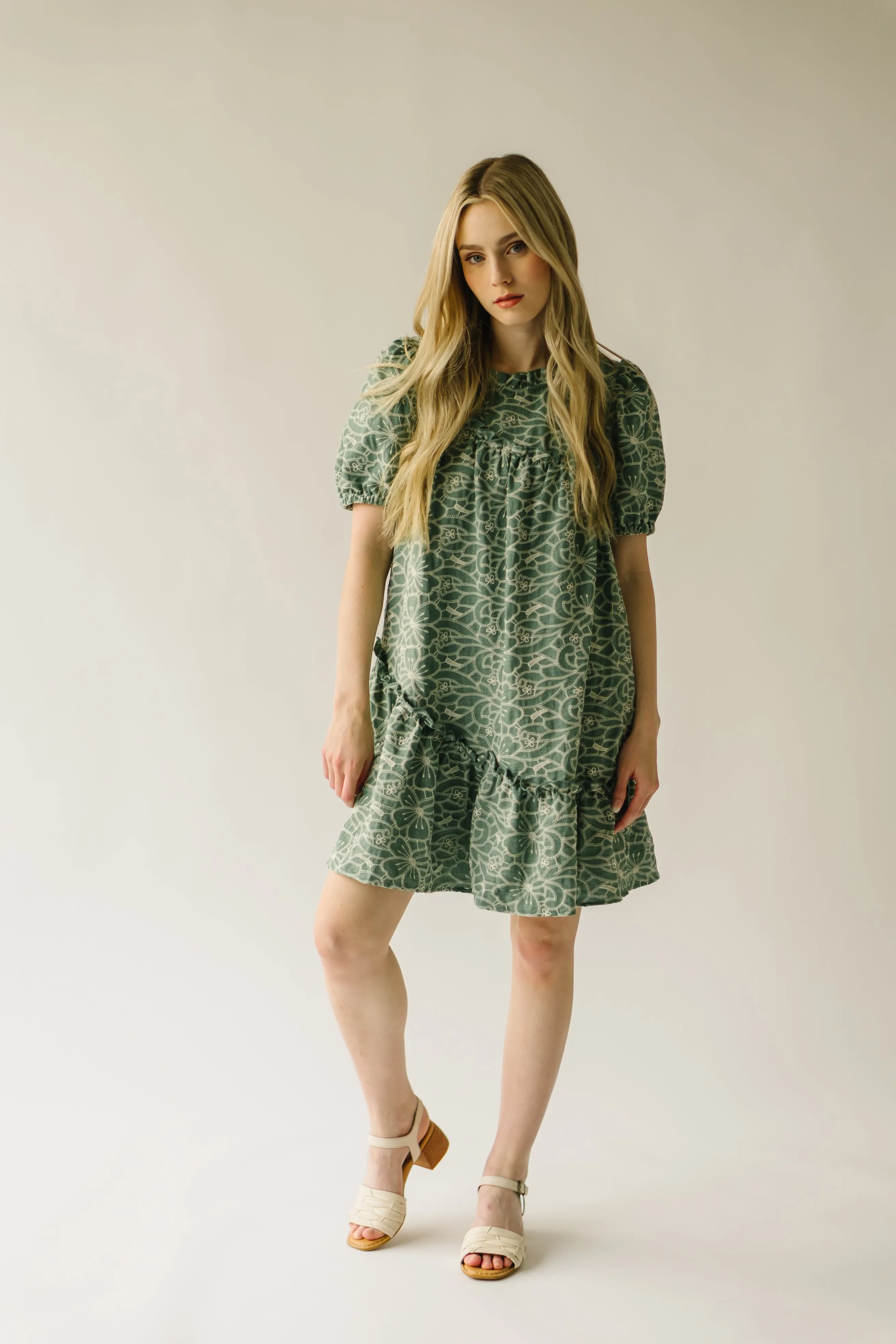 Green Asymmetrical Embroidered Dress Enfield