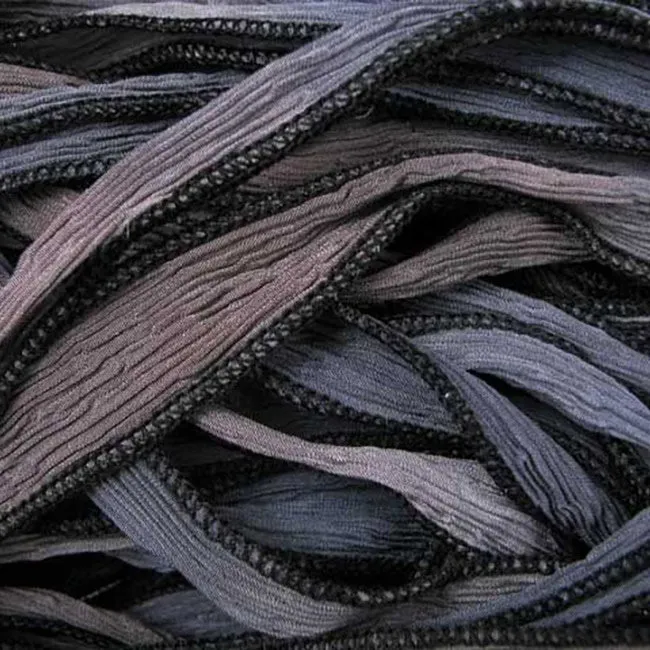 20mm Wide Hand-Dyed Blue and Grey Blend Silk Ribbon (32-36 Inches)