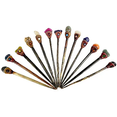 Wood Gemstone Hair Sticks