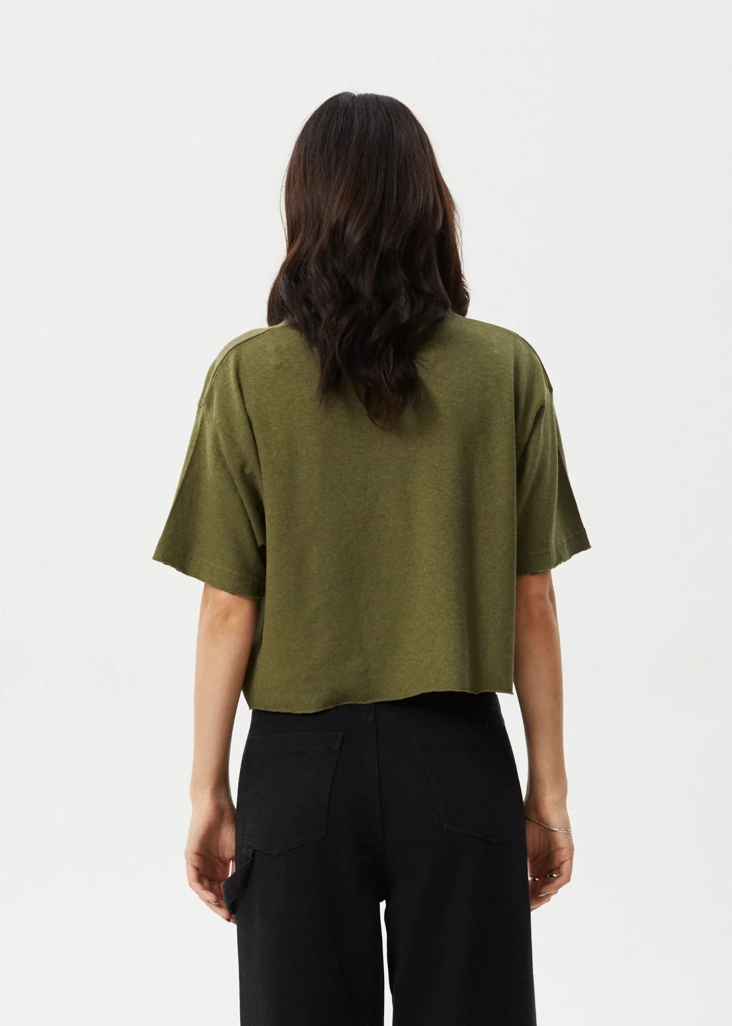 Hemp Tee Slay Cropped Oversized Military